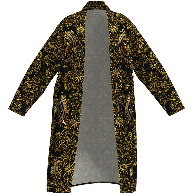 2026 Spring and Autumn New Men's Pajamas 3D Digital Printed Golden Noble Pattern Lion Head Non-fading Home Bathrobe Long Long Sl