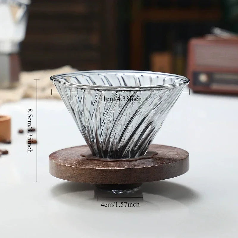 Glass Drip Coffee Maker,Diamond Design Glass Dripper and Filter Holder Manual Coffee Brewer for Home and Office
