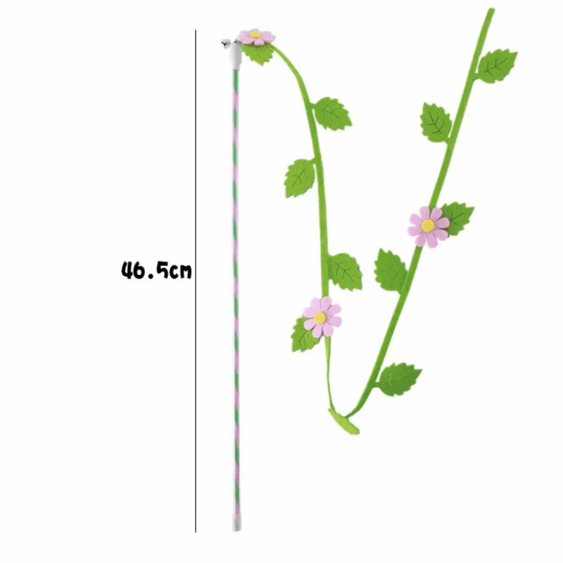 Creative Felt Kitten Cat Teaser Stick Flower Leaf Shaped Long Stick Teaser Cat Wand Cat Interactive Interactive Playing