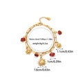 Stainless Steel Red Natural Stone Sun Pendant Double Bracelet Simple Irregular Chain Gold Women Jewelry Birthday Gift