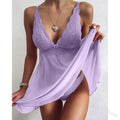 Sexy Nightdress Lace Transparent Lingerie For Women Deep V Sleepwear Sleeveless Babydoll Female Underwear Nightgowns Sleepdress