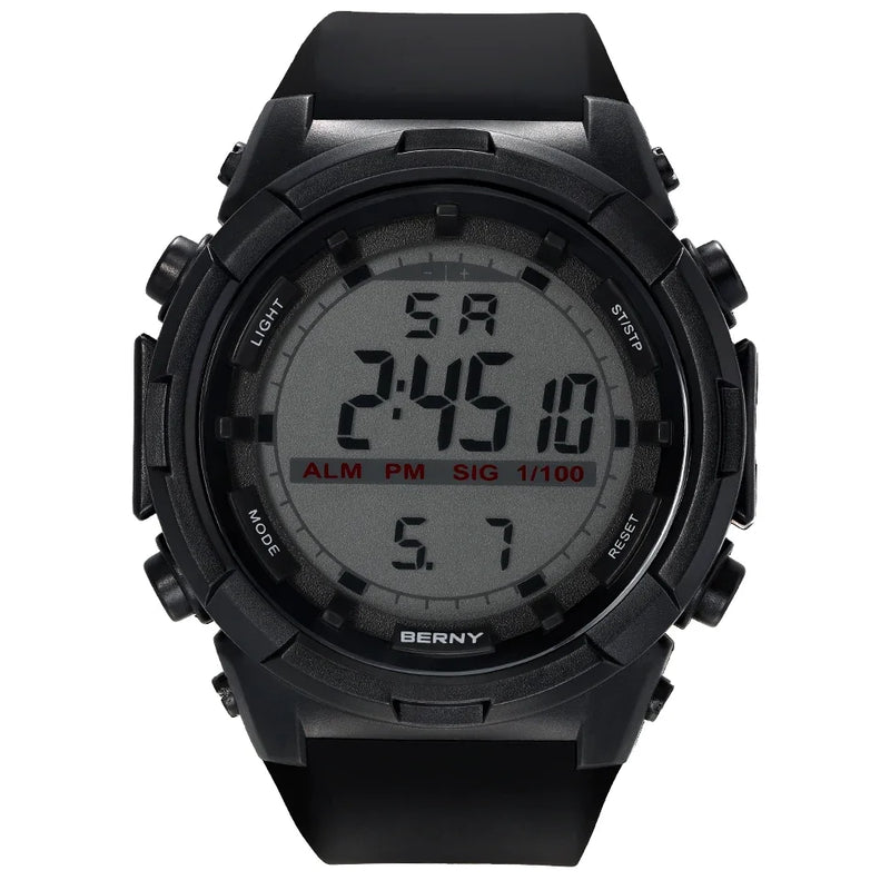 Digital Electronic Watch for Men Sports Super Luminous 49mm 5TM Waterproof Timekeeping Alarm Silicone Calendar Male Watch