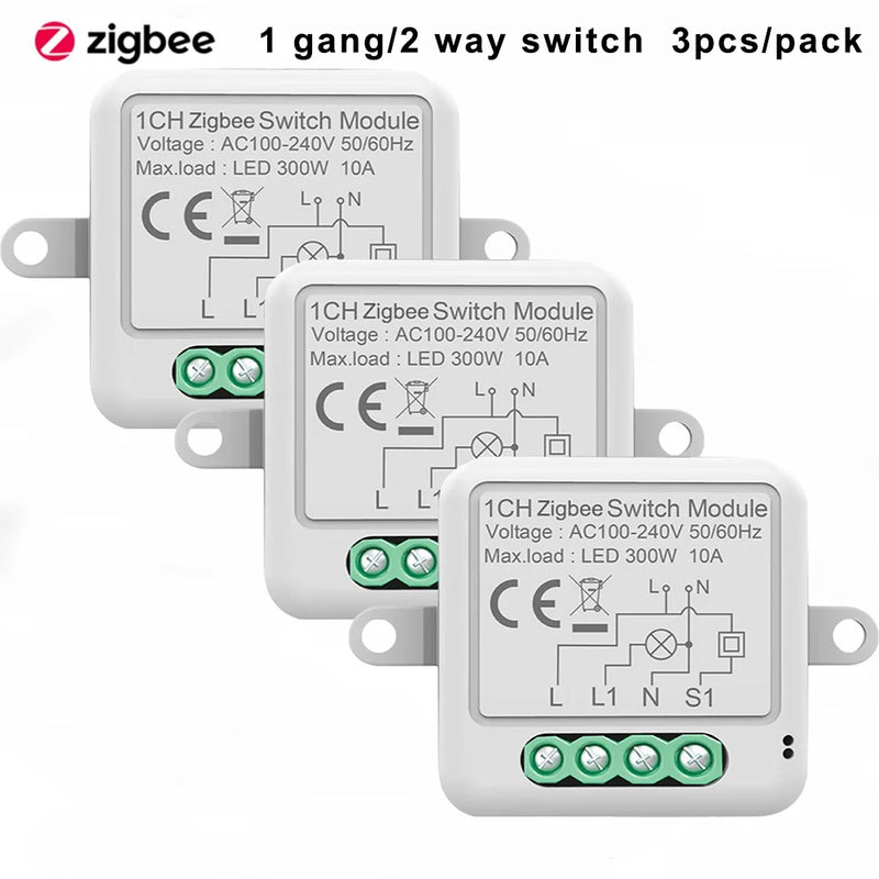 Tuya ZigBee 3.0 Smart Switch Module 10A Smart Home DIY Breaker 1 2 3 4 Gang Supports 2 Way Control Works with Alexa Google Home