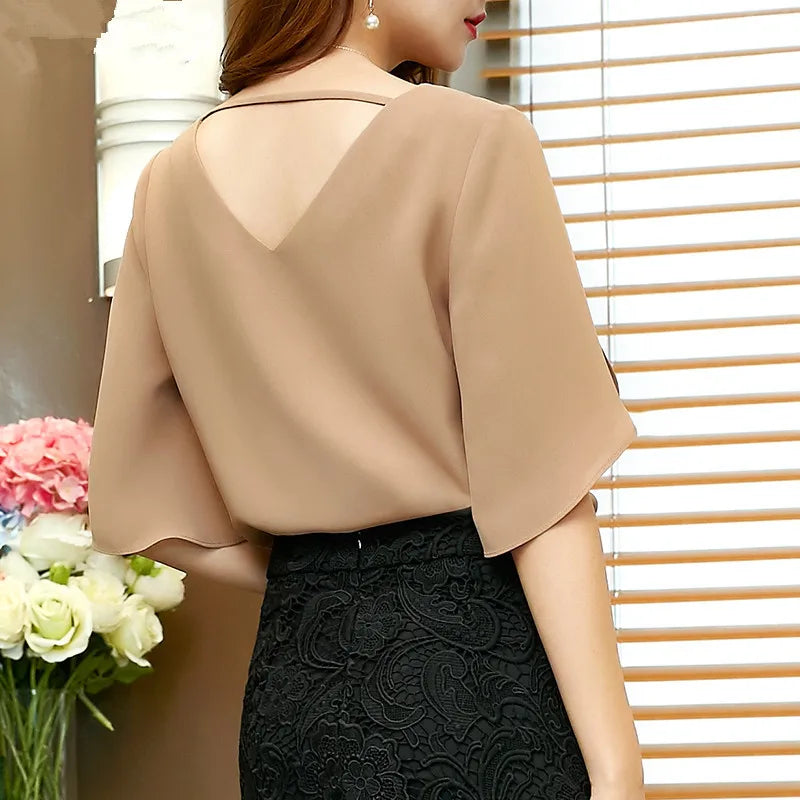 Summer New Casual Women Chiffon Shirt Female Lotus Leaf - View 3 | SAMAG
