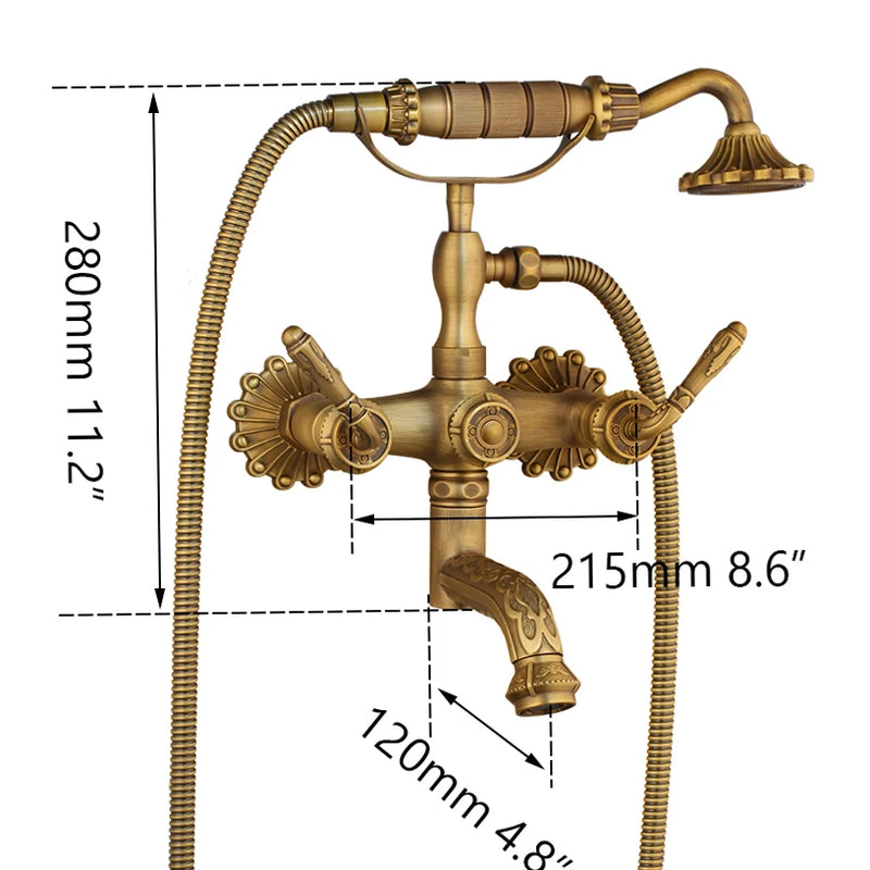ZAPPO Shower Faucet Clawfoot Tub Shower Systerm Wall Mounted Bathroom Tub Filler with Hand Held Shower Sprayer Vintage