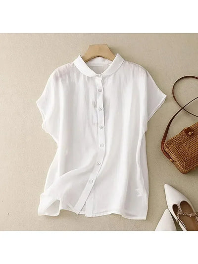 Plus Size Shirts Summer Women‘s Loose Lapel Elegant Short | SAMAG