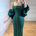 Serene Hill Evening Dress Luxury Kosovo Green Square | SAMAG