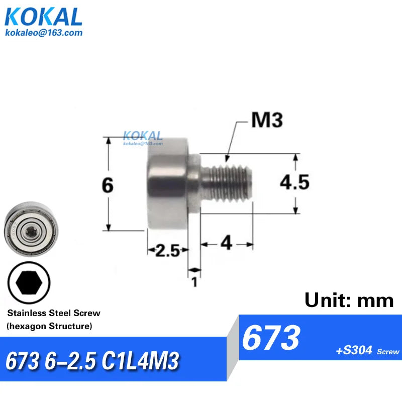 1pcs Screw Bearing M3/M4/M5/M6 SUS304 Stainless Shaft Ball NTBG BJL01 External Thread 608/626/6000 - Visuel 6 | SAMAG
