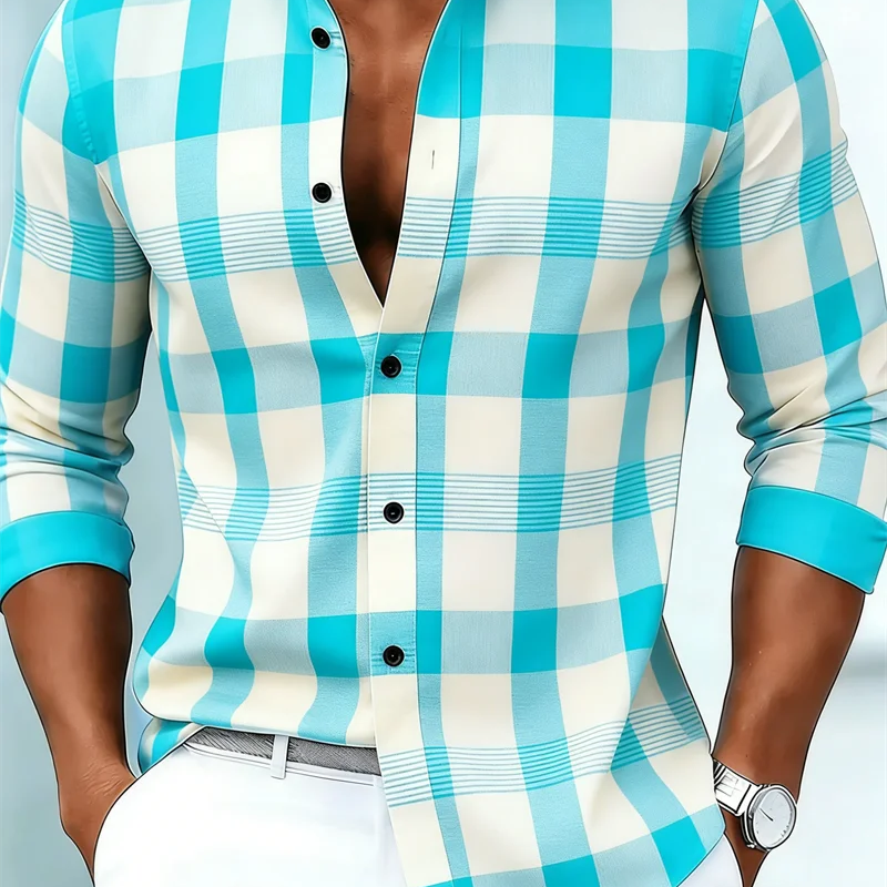 New Men's Long Sleeved Shirt Casual Fashion 3D Striped | SAMAG
