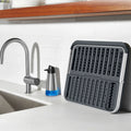 Aluminum Fold Flat Dish Drying Rack 2 Tier with Drainboard Collapsible for Kitchen Counter Space Saving - View 3 | SAMAG