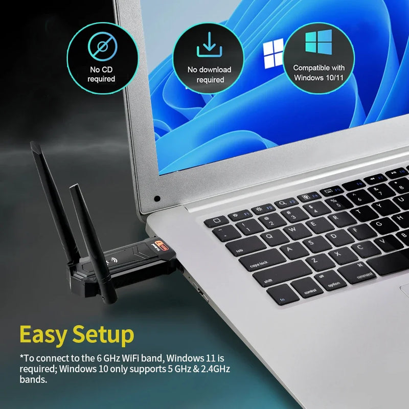 Kebidumei BE6500 WiFi7 USB3.0 Adapter Tri - Band 2.4G/5G/6GHz Wireless Network Card Wifi Receiver Dongle - Visuel 6 | SAMAG