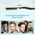 2-in-1 Electric Hair Straightening Comb Portable Anti-Scald Beard Straightener Fast Heat White Brush for Men & Women