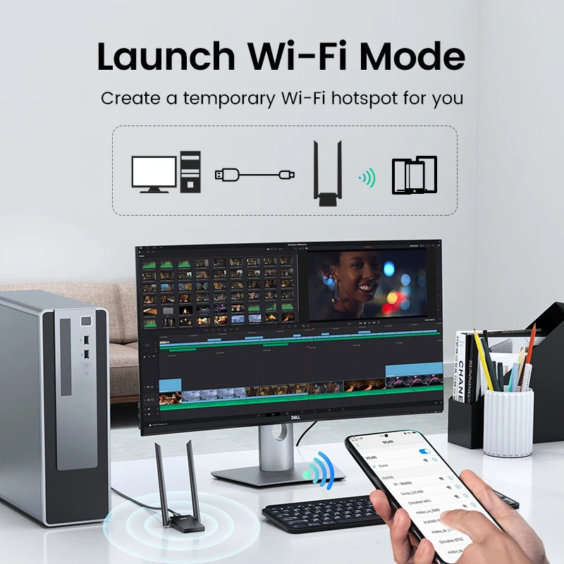 UGREEN WiFi Adapter AX1800 WiFi6 USB3.0 5G&2.4G Dual - Antenna USB for PC Laptop Ethernet Receiver Network - Visuel 4 | SAMAG