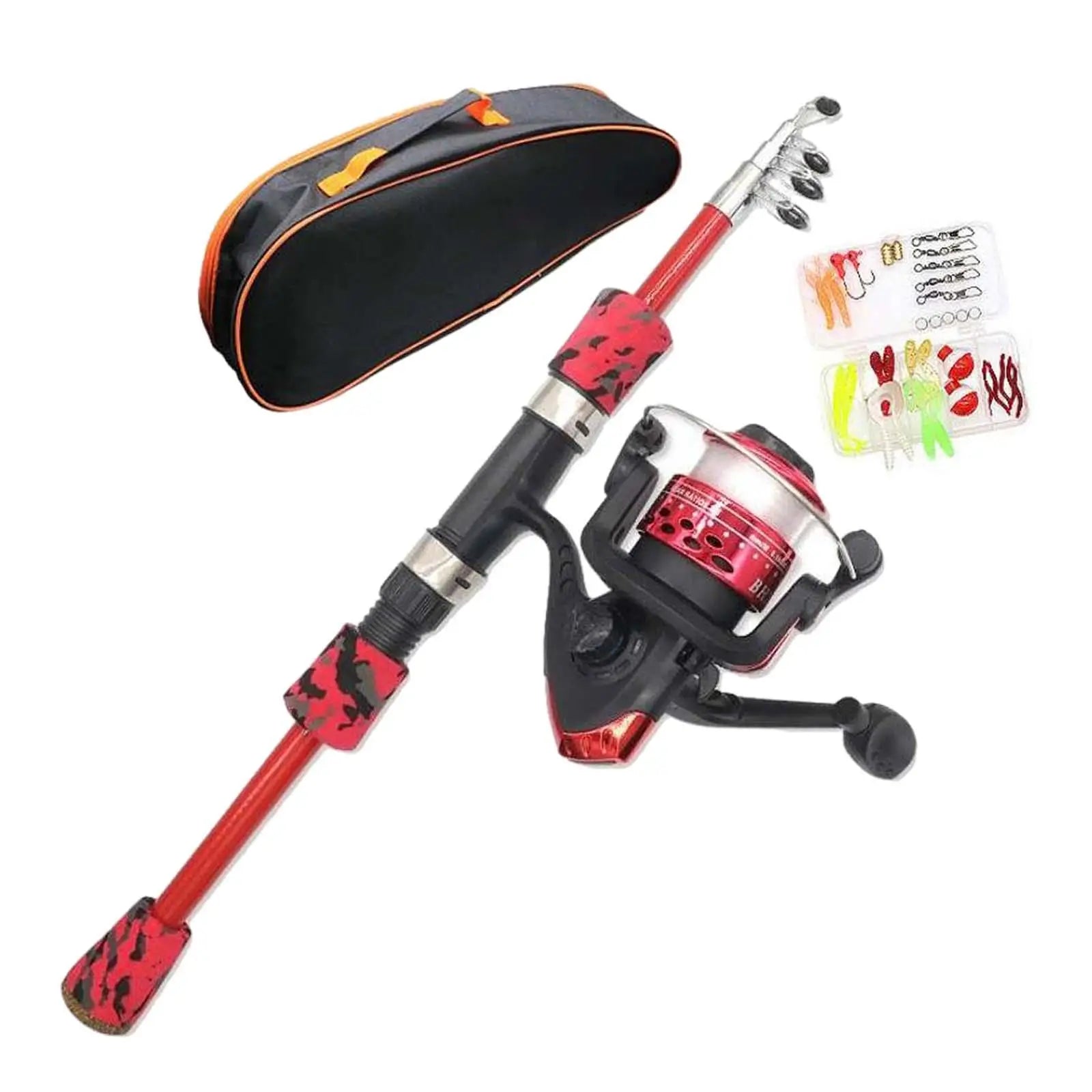 Kids Fishing Rod Set EVA Handle Grip Portable Outdoor with Carrier Bag Adjustable 38.5cm to 120cm Complete Fishing Rod Set