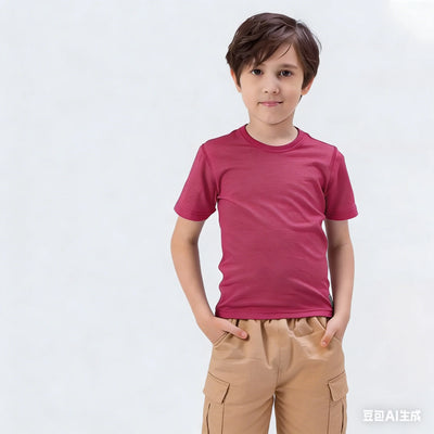 Kids Short Sleeve T - Shirt 100% Merino Wool Solid Color | SAMAG