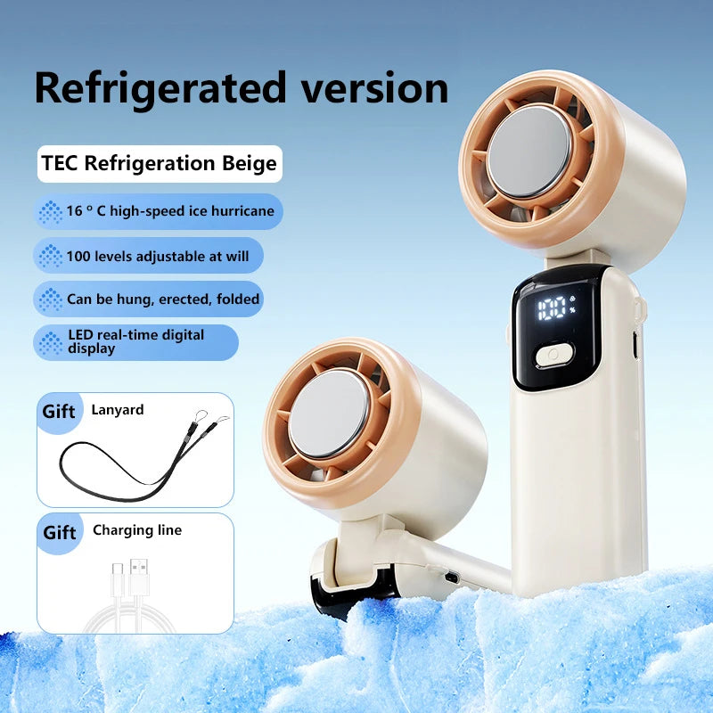 MIJIA Electric Fan Refrigeration Handheld Portable Desktop Outdoor Digital Display High-speed Folding Neck Hanging Fan NEW