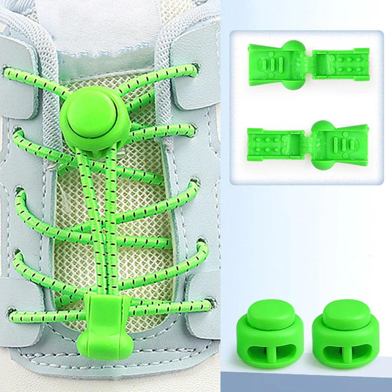 1 Pair Elastic Shoelaces Kit with Push Button Lock Stretch No Tie Shoe Laces for Running Sneakers Sports Shoes Adults Kids