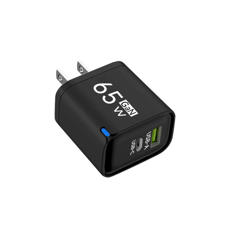 65W GaN Type C USB Fast Charge Chargers Dual Ports Cellphone Power Adapter For Samsung Huawei Xiaomi iPhone USB C Wall Charger