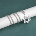 EUEAVAN Star of David Pendant Necklace Women Men Stainless Steel Gold Silver Black Color Classic Six-pointed Star Jewish Jewelry