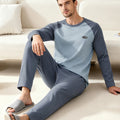 Men's 100% Cotton Long Sleeved Four Season Plus Size Men's Sleepwear, Teenage Pure Cotton Home Suit Set for Warmth
