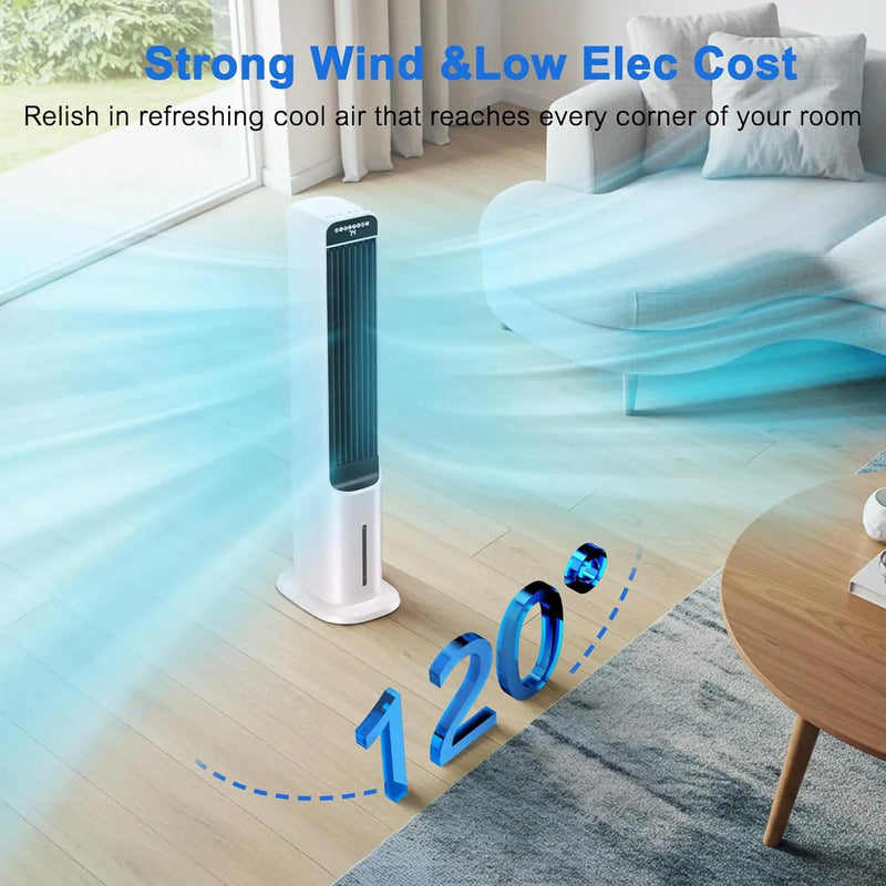41 Inch Evaporative Air Cooler, 3-IN-1 Windowless Portable Air Conditioners, 3 Speed, 4 Modes, 120° Oscillation Tower Fan Swamp Cooler, 12H Timerr