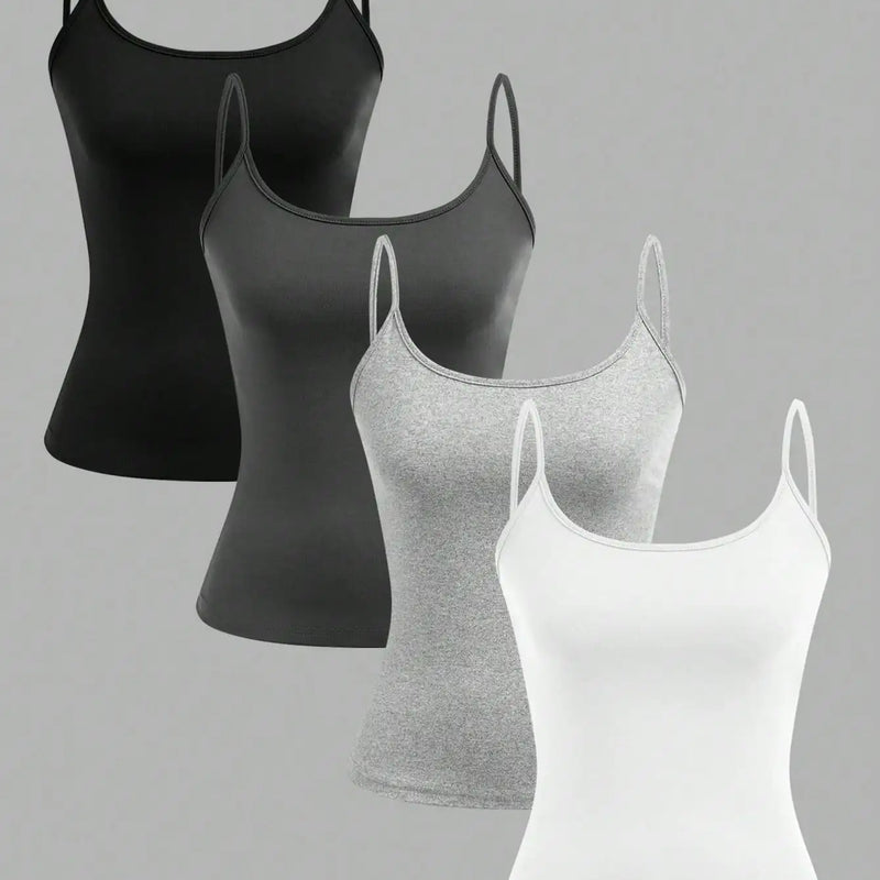 4 pcs Women Solid Color  Camisoles Vest Women Tank Tops Female Summer Sexy Strap Basic Tops Sleeveless Camisole T-shirt
