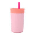 Tumbler 12oz Insulated Water Bottle Double-Layer with Straw Thermos Bottle Stainless Steel Bright Color Thermal Mug Kids