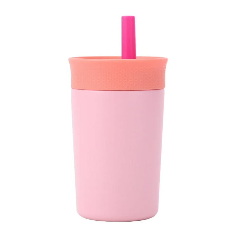 Tumbler 12oz Insulated Water Bottle Double-Layer with Straw Thermos Bottle Stainless Steel Bright Color Thermal Mug Kids