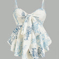 Women's Elegant Cami Top, Striped Printed Fabric, Bow | SAMAG
