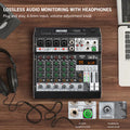 KDES Audio Mixer 4-6-8 Channel 99 DSP Effect Record PC 48V Phantom Power USB Sound Mixers Bluetooth DJ Console Mixing for Karaok