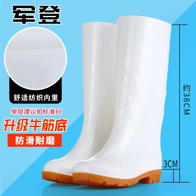 Waterproof Anti-slip Yellow Work Boots Men's Women's Mid-calf Rubber Shoes Gel Sole Booties Unisex Rain Boots Military Standard