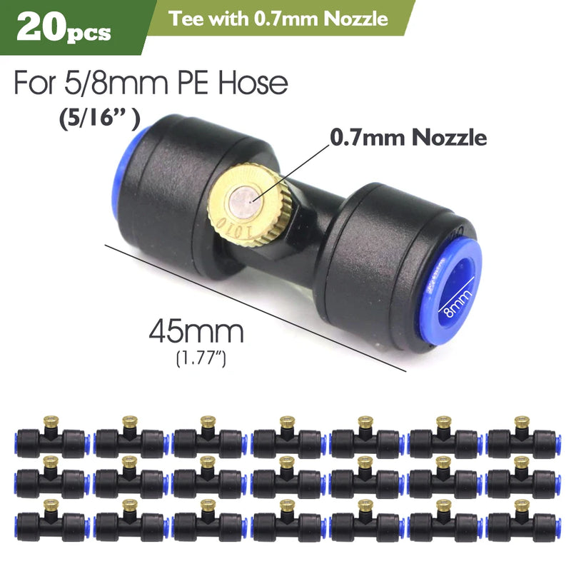 0.7MM Brass Nozzle 60W Self-Priming Pump Timing Misting Spray Kit for Garden Plants Farm Automatic Atomization Cooling System