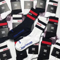 New Fashion Socks Letters Two Bars Knit Men Women Couple Socks Black White Sports Cotton Sock