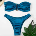 Summer Push Up Bandeau Swimsuit Straps Bikini Set Solid | SAMAG