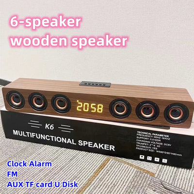 6 Speakers Wooden Bluetooth Sound Bar TV Echo Wall Home | SAMAG