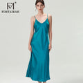 FIMTAIRAH Brand 6A 19mm New 100% Silk Nightgown Women Sexy Elegant Summer Silk NightDRESS long home wear Pajamas