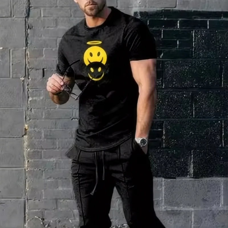 Men's Summer Fashion Sports Set Trendy 3D Printed Casual Jogging Street Wear Short Sleeve T - shirt Long - View 6 | SAMAG