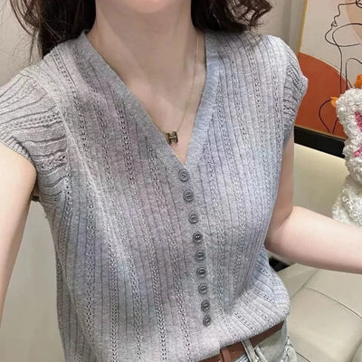 Women Shirt Top All Match Fashion Korean V - neck Hollow | SAMAG
