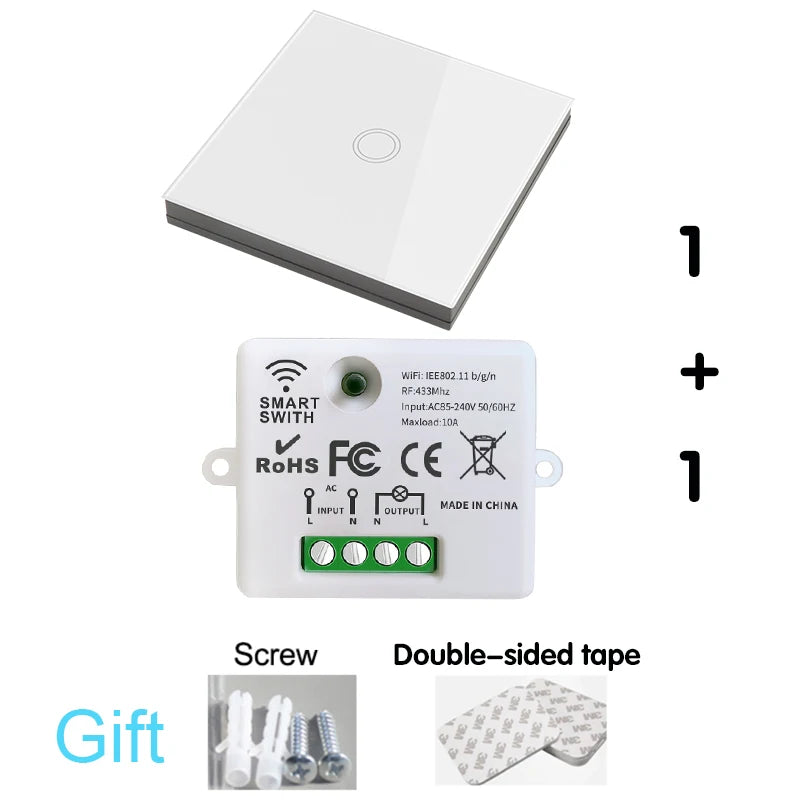 Mini WIFI Smart Light Switch Tuya Smart Life APP Wall Panels Touch Switch 433Mhz DIY Relay Module Timer Voice Google Home Alexa