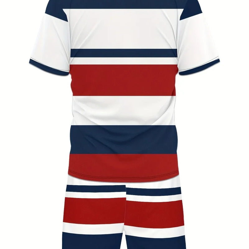 Summer Men's New Spliced Printed Pattern Breathable Round Neck T - Shirt and Shorts Outdoor Skin Friendly - View 2 | SAMAG