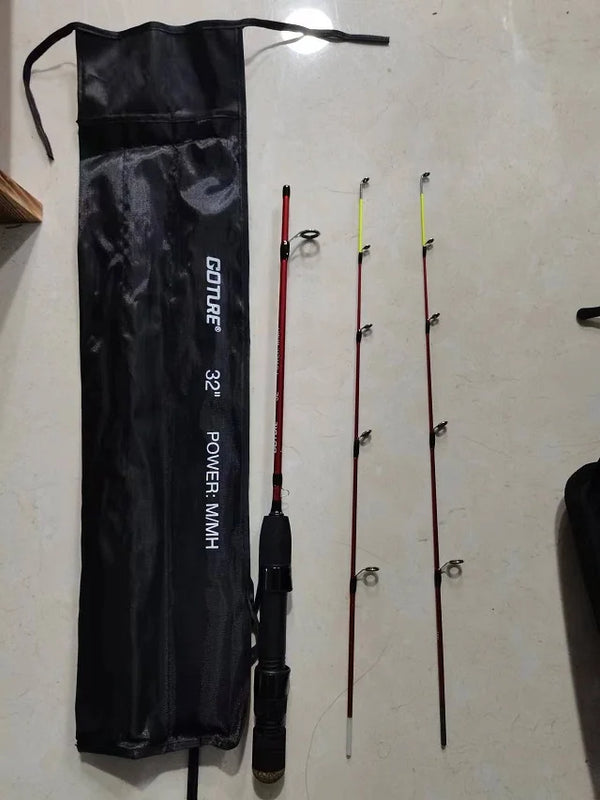 Goture Winter Ice Fishing Rods 32‘’ 2 tips Spinning Rod M/MH Power Cork Handle Ice pole Ultra-light Carp Fishing