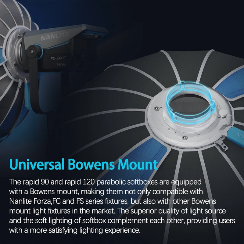 Nanlite SB-RP90 90cm Parabolic Softbox Fast Quick Release Bowens Mount Softbox