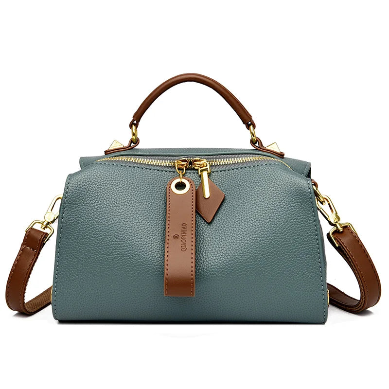 2026 New Large Capacity Boston Pillow Bag Women's Crossbody Soft Leather Handbag Commute Texture Single Shoulder Bag