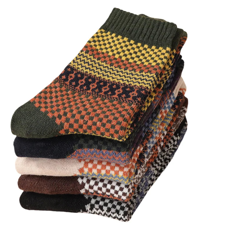 5pairs Unisex Ethnic Style Vintage Thick Wool Warm Crew | SAMAG