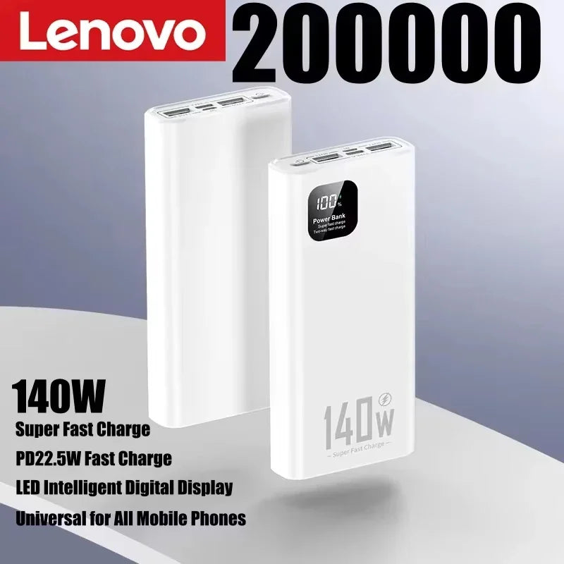 Lenovo 2026 New 500000mAh 140W Super Fast Charging Ultra Capacity Power Bank CCC Certified Portable Charger for iPhone Samsung