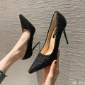 New Women's Elegant Shoes Sexy versatile high heels Sharp pointed fashion sequin shoes Trendy ladies slim pumps Mujer Zapatos
