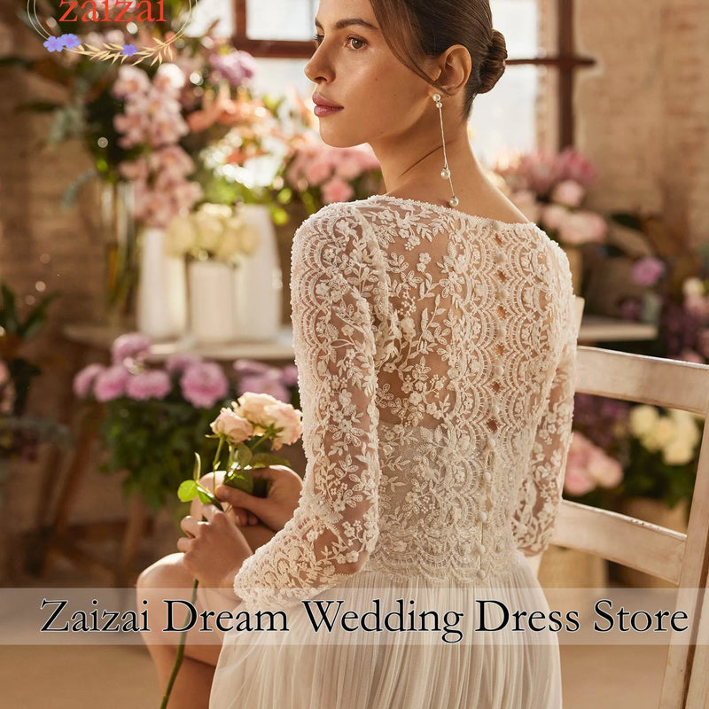 Customized Wedding Dresses Lace High Thigh Slit Bridal - View 3 | SAMAG