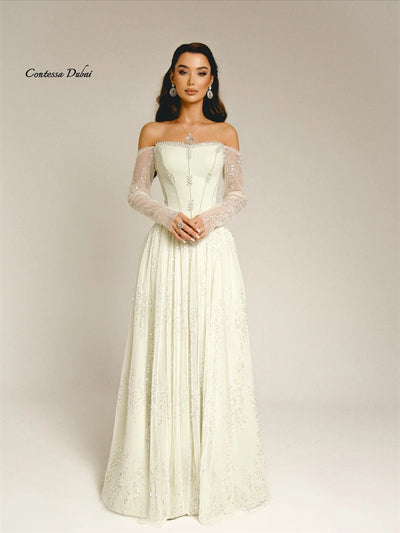 Contessa Custom Off Shoulder Corset Prom Dress Beading | SAMAG