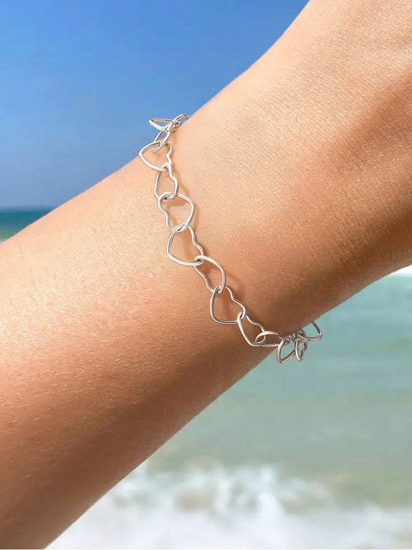925 Sterling Silver  Vintage Love Heart Map Bracelet Fit DIY Pendant Gift Anniversary Party High Quality Jewelry