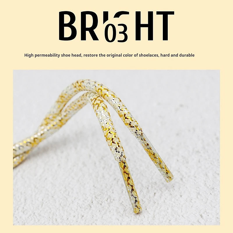 1Pair Luxury Gold Silver wire Round Shoelaces Sneakers Casual Shoe laces Quality Rope Shoelace Shoes Accessories 120/140/160CM